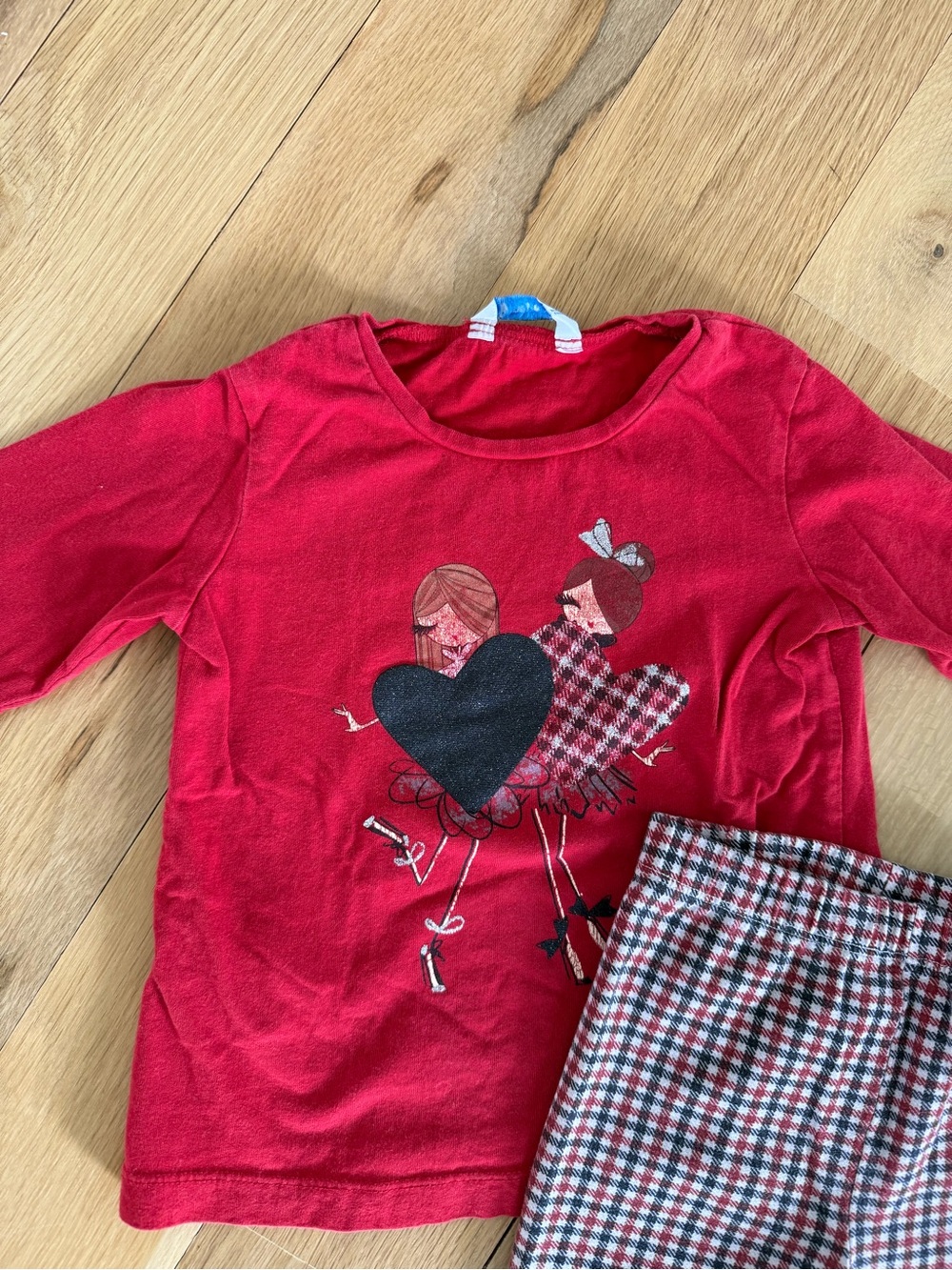 Mayoral Red Girls' Heart Tee & Plaid Leggings Set